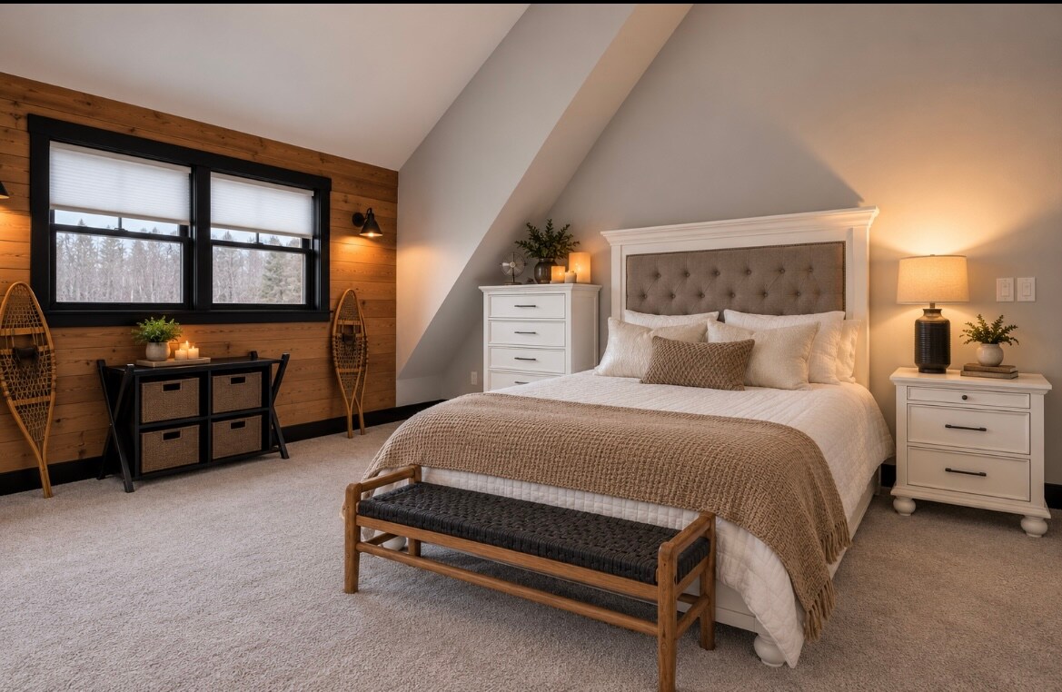 Primary bedroom with queen bed